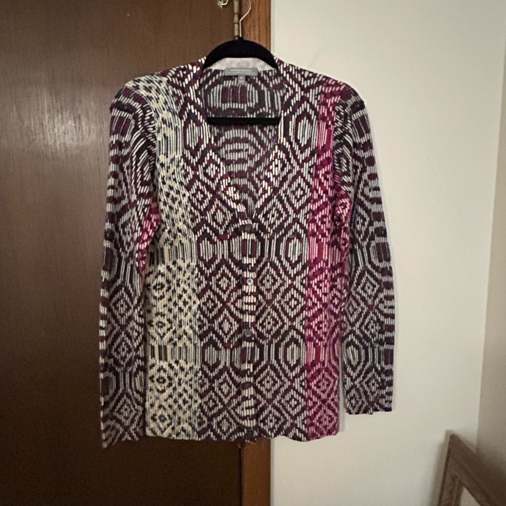 Neimann Marcus Geometric Patterned Long Sleeve Ca… - image 1